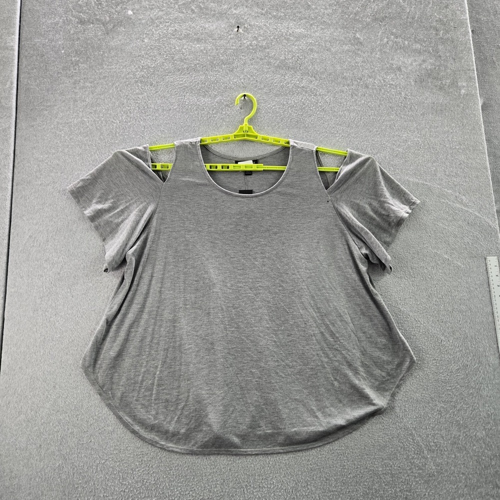 Lane Bryant Women Shirt 18/20 Gray Crew Neck Pullover Cold Shoulder